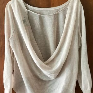 V back Sweater White House Black Market Lt Tan -L